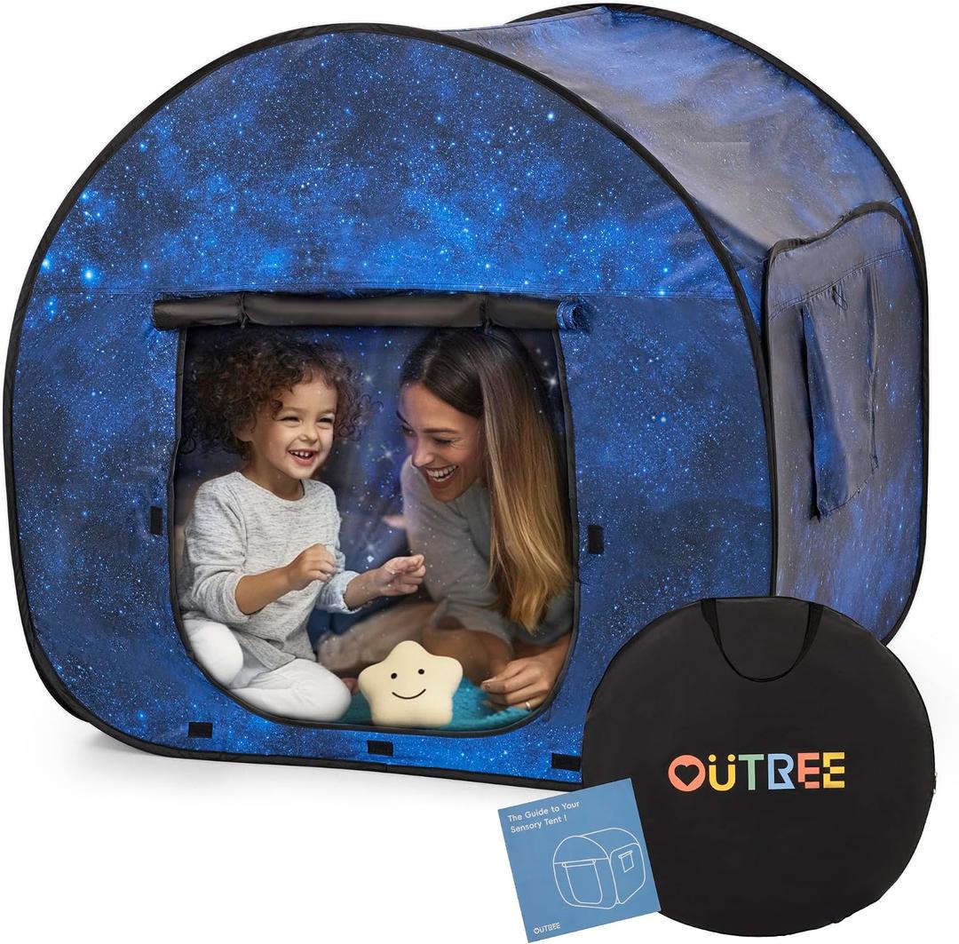 OUTREE Sensory Tent Extra Big 47x47in, Sensory Tent for Kids, Starry Night Sensory Room for Kids with Autism, Pop Up Calming Play Room for Kids, Autistic Sensory Room Play Tents with Door & Window