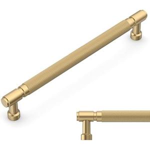 Amerdeco 10 Pack Champagne Bronze knurled Cabinet Pulls 7.5 Inch(192mm) Hole Center Drawer Pulls Cabinet Hardware Kitchen Cabinet Handles for Bathroom ZH0072