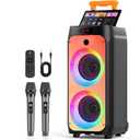 HWWR Karaoke Machine for Adults, Big Party Speaker with 500W Peak Power, Wireless PA System with Dual 8" Subwoofers, Disco Lights & 2 Microphones for Home Party Outdoor, Support USB/AUX/REC/TWS
