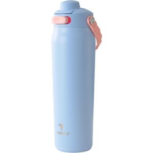 REDUCE Aura Vacuum Insulated 26 oz Water Bottle - Leak-Proof & Chug Spout for Quick Hydration - Keeps Drinks Cold for 30 Hours - Removable Handle for Travel or Gym - Soft Sit Base - Blue