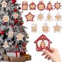 24 Pieces Christmas Picture Ornaments - Wood Snowflake Photo Frames for Tree Decoration, Small Hanging Frames for Xmas Holiday Party Supplies and Gifts