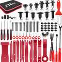 GOOACC 238Pcs Trim Removal Tool, Auto Push Pin Bumper Retainer Clip Set Fastener Terminal Remover Tool Adhesive Cable Clips Pry Kit Car Panel Radio Removal Auto Clip Pliers (120Pcs Clips + 118 Remover Red)