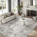 5x7 Non-Slip Machine Washable Area Rug - Modern Abstract Neutral Carpet for Living Room, Bedroom, Kitchen, Dining Room, Office - Soft Low Pile Stain-Resistant Rug with Rubber Backing (Beige, Grey)
