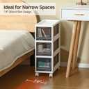 Plastic 3 Drawer Storage Organizer, Narrow Plastic Storage Drawers with Wheels, Storage Cart with Drawers for Small and Narrow Space, 7.87-inch Wide (white)