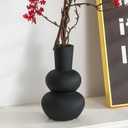 Modern Ceramic Vase, Matte Black Boho Vase, Minimalist Pampas Clay Vases for Wedding Dinner Living Room Office Bedroom, Table Centerpieces