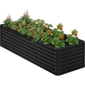8x2x2FT Galvanized Raised Garden Bed,Planter Raised Beds-Metal Garden Box,Large Plant for Outdoor Planting, Vegetables BedFlower,herb-Black