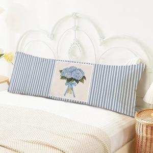 SNNDER Blue Coquette Bow Hydrangea Floral 20x54 Body Pillow Cover with Zipper, Preppy Room Decor, Farmhouse Decor, Retro Cottagecore Flower Botanical Decorative Long Hug Pillow Cases for Bed Couch