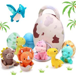 Zhanmai 11 Pcs Easter Dinosaur Stuffed Animal Small Dino Plush Toy and Egg Bag Set Cute Stuffed Dinosaur Animals Plush Toys Soft Stuff Animals for Birthday Dino Themed Party (Cute)
