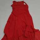 BORIFLORS Women's Sexy Ruched Bodycon Midi Dresses Square Neck Sleeveless Ruffle Hem Club Party Tank Dress, Medium, Red 