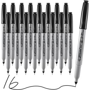 Permanent Markers, Ultra Fine Point, Black, 16 Count, 0.4mm, Fine tip permanent marker set, quick dry, waterproof, fading resists, durable, marks on paper, glass, ceramic, plastic, wood, rock, metal