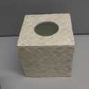 CHI AN HOME 5.8 Capiz Tissue Box Cover, Square Decorative Tissue Holder with Bottom Slider, Handmade Bathroom Accessories, Elegant White Cube for Vanity, Bedroom, Office & Coastal Dcor (Natural)