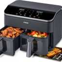 COSORI 9Qt 10-in-1 Dual Air Fryer, Fresh Balanced Meals for Family and Children with Double Baskets, Sync Cook & Finish to Bake, Roast, Reheat, Broil & 130 Recipes for Easy Cooking, Dishwasher Safe