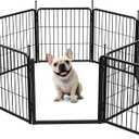 SunsGrove Dog Playpen for Indoor, Heavy Duty 24 Inch 8 Panels Dog Playpen for Small and Puppy Dogs, Free and Safe Play Dog Fence, Black
