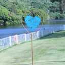 Metal Garden Decor for OutsideRotating Heart-Shaped Garden Stake, Cemetery Decorations for Grave,Perfect for Planter Decorations, Outdoor Lawn Gardens, Also The Best Choice for Gifts - Blue