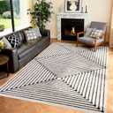 YIHOUSE Washable Black and White Living Room Rug, Modern Striped 6x9 Area Rugs for Dining Room Table Non Slip, Large Farmhouse Geometric Carpet for Bedroom Playroom Home Office Decor
