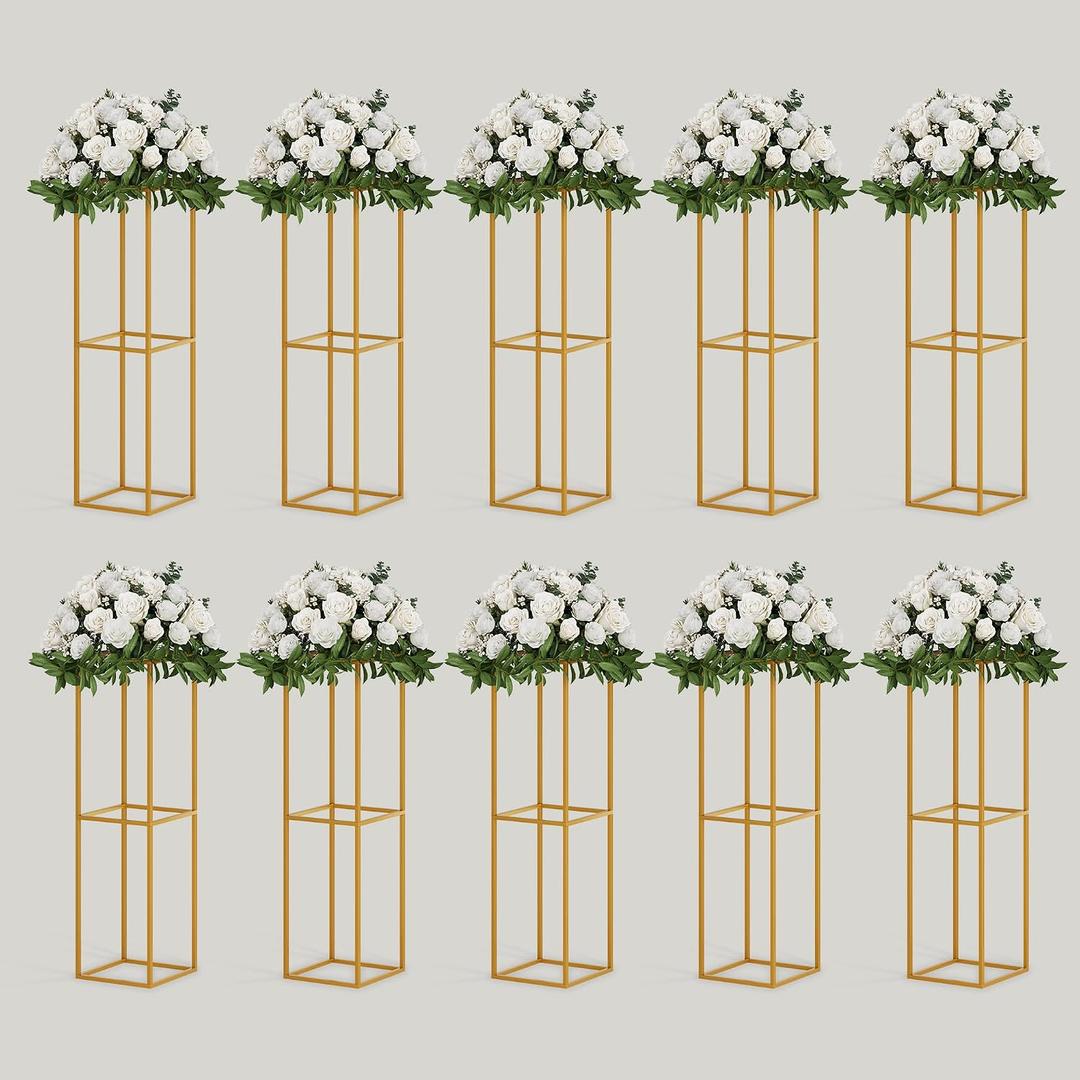 TEKXYZ Flower Stand for Wedding, 10 Pcs 31.5 Inch Tall Flower Stand, Metal Centerpiece Stand, Gold Centerpieces For Wedding, Event Party Props, Patio Decor