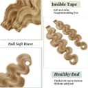 Remy Hair Extensions Strawberry Blonde to Bleach Blonde Tape ins Extensions 30grams/20pcs Soft Straight Fine Blonde Highlights Tape-in Remy Human Hair Pieces(#27/613, 16")