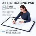 A1 Upgrade LED Light Pad for Diamond Art Painting & Tracing, Extra Large 35" x 23.6" Light Board with 5 Dimmable Brightness Levels, Dot-Free Illumination for Sketching & Art, DC Powered