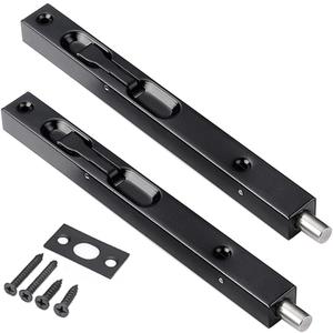 Pack of 2 8 Inch Door Bolts, Stainless Steel Concealed Security French Door Latches Flush Bolt with Hardwares, Metal Flush Latch Bolts for Double Door Wood Door Dummy Door, Black