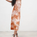 Forever 21 Dress Womens Orange Tie Dye Sleeveless Midi Knit Strappy Beachy Boho M