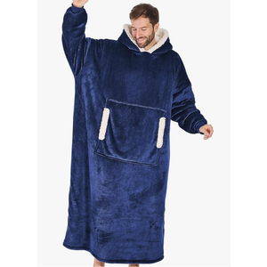 yescool Wearable Blanket Hoodie, Flannel Sherpa Fleece Blanket Sweatshirt for Adults Women Men,One Size Fits All