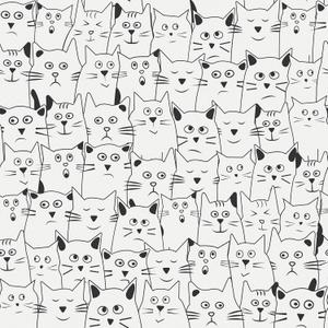 Cat Wallpaper Beige Peel and Stick Wallpaper Black Cat Contact Paper Self Adhesive Animal Cute Kitten Stick on Wall Paper for Dollhouse Nursery Shelf Liner Accent Wall Pet Room 17.5"x102"