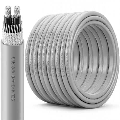 Relaxweex 100' 4/0-4/0-4/0 Aluminum SEU Service Entrance Cable with Ground, Aluminum SEU Cable 600V Service Entrance Wire, Underground Direct Burial Wire for Mobile Homes & Home Services