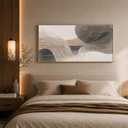 KZKU Large Abstract Canvas Wall Art for Living Room Neutral Beige Brown Textured Wave Artwork, Modern Minimalist Contemporary Wall Decor Panoramic Framed Canvas Print for Bedroom Office Hallway 20x40in