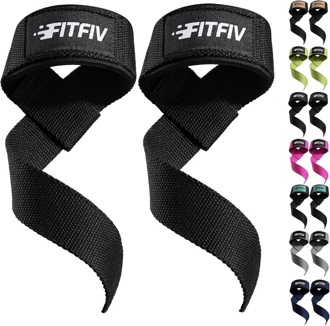 Lifting Straps for Weightlifting, Lifting Wrist Straps for Gym Strength Training, Neoprene-padded Wrist Cushion - Men & Women (Black)