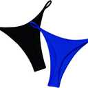 SweatyRocks Women's 2 Pack High Cut Thong Bikini Bottoms Cheeky Swimsuit Bathing Suit Bottoms Swimwear - Small