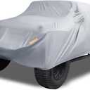 Car Cover Waterproof All Weather with Driver Door Zipper for Jeep Wrangler JK JL 2 Door 2007-2021 / Full Exterior Cover/Durable 210D Oxford Cloth / 1Pcs Gray (Silver Tone)