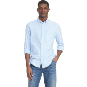 Tommy Hilfiger Men's Long Sleeve Button Down Stretch Oxford Shirt in Regular Fit (Bright Blue) XL