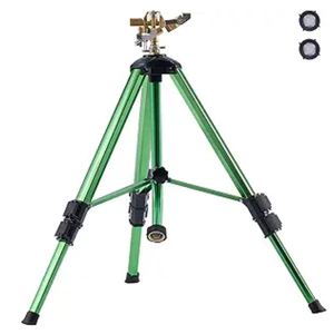 Impact Sprinkler on Tripod Base, Heavy Duty Tripod Sprinklers with Brass Head & 3/4" Connector, 360 Degree Large Area Coverage Irrigation Sprinkler, Adjustable Heights, for Yard Green, 37"