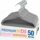 Smartor Premium 11 Inch Baby Hangers 50 Pack, Grey Kids Velvet Hanger, Non Slip, Space Saving Felt Hangers Clothes Organizers for Closet with 360 Swivel Hook for Children, Infant & Toddler
