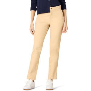 Amazon Essentials Women's High-Rise Slim-Fit Full-Length Straight-Leg Khaki Pant (18, Tan)