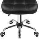 FURWOO Oval Rolling Stool Height Adjustable Massage Chair with Wheels for Spa Salon Black