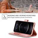 UEEBAI Wallet Case for iPhone 16 Pro, Glitter PU Leather Phone Cover Card Slots Kickstand Wallet Magnetic Closure Bling Flip Case Shockproof Hand Strap Flip Cover - Rose Gold