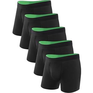 TIICHOO Washable Incontinence Underwear for Men Regular Absorbency Incontinence Boxer Briefs with Fly 5 Pack, 4XL