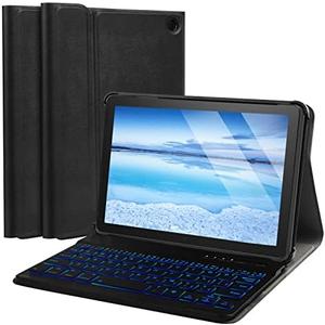 FunYaung Case with Keyboard for Amazon Fire HD 8 & 8 Plus (2024 Release), Detachable Rechargeable Backlit Keyboard Case with Type-C Cable for HD 8 14th (Black)