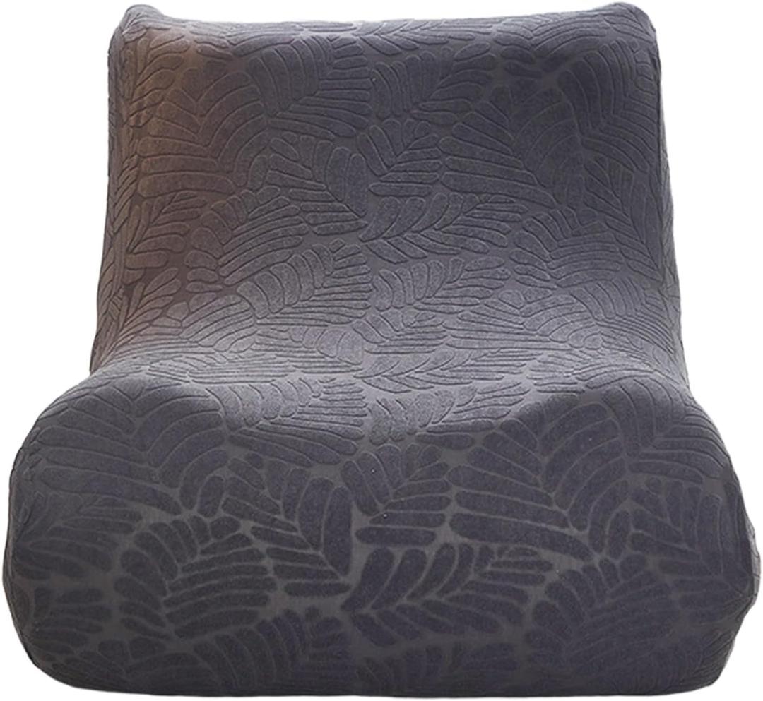 Jacquard Fireside Chair Cover, Stretch Armless Lounge Chaise Slipcover Lazy Floor Sofa Couch Cover Bean Bag Couch Cover with Elastic Bottom(Carbon Gray)