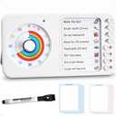 2-in-1 Visual Timer with Task Board for ADHD & Autism, Dry Erase Chore Chart and Visual Schedule for Kids & Adults, Rainbow Countdown Timer for Classroom, Home, Homeschool (White)