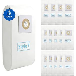 15 Pack Style 7 Vacuum Bags Compatible with Bissell PowerForce Upright Vacuums, PowerForce 3522 3525 1739 71Y7, PowerGlide 3545, Plus 3550 3350 3553, Lift-Off 3554, Powertrak 6592 Series, Part # 32120
