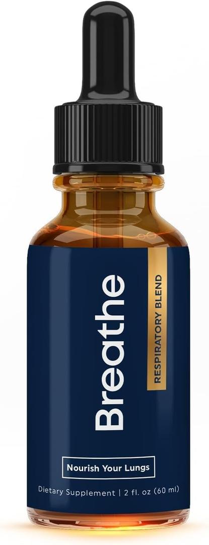 BREATHE 8-IN-1 Mullein Drops for Lungs & Airways 2 fl.oz. - Peppermint, Thyme, & Mullein Leaf Extract - Lung Detox for Smokers - Break up Mucus & Breathe Clear- GMO-Free & Made in USA- 2 months supply, EXP: 06/2027