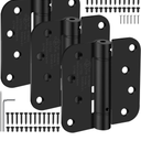 4 Inch Self Closing Door Hinges, 5/8" Radius Corners Spring Loaded Hinges for Exterior, Garage, Front and Back Door, UL Listed, for Left and Right Hand Door, Matte Black, 3 Pack