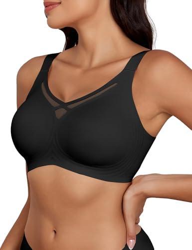Far-free Womens Wireless Bras No Underwire Seamless Supportive Comfortable Bra Push Up Everyday V Mesh Bralette T Shirt Bra 3XL