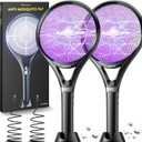 Minimoon 2Pack Electric Fly Swatter with LED Display, 2000mAh Rechargeable Fly Swatter Racket, 2500V Bug Zapper Racket Dual Modes, Mosquito Killer Lamp with 3 Layers Safety Mesh for Indoor Outdoor