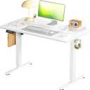 SMUG Standing Desk, Adjustable Height Electric Sit Stand Up Down Computer Table, 40x24 Inch Ergonomic Rising Modern Lift Motorized Gaming Desktop Workstation for Work Home Office, White