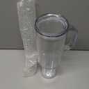 MEWAY 40 oz Acrylic Tumbler with Handle and Straw LidDouble Wall Vacuum Reusable plastic Water Bottle Travel Mug CupClassic Tumblers Cupholder Friendly (2 Pack) (Transparent)