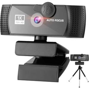 1080p Webcam Full HD Camera with Microphone, AutoFocus 120-degree Wide Angle Web Camera with Tripod Stand and Privacy Cover for Zoom/Skype/FaceTime, Conferencing and Video Calling