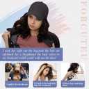 Hat Wigs for Women Baseball Cap with Hair Extensions Short Wave Synthetic baseball Cap Wig for Women Adjustable Hat with Hair Attached for Daily Use(14inch)